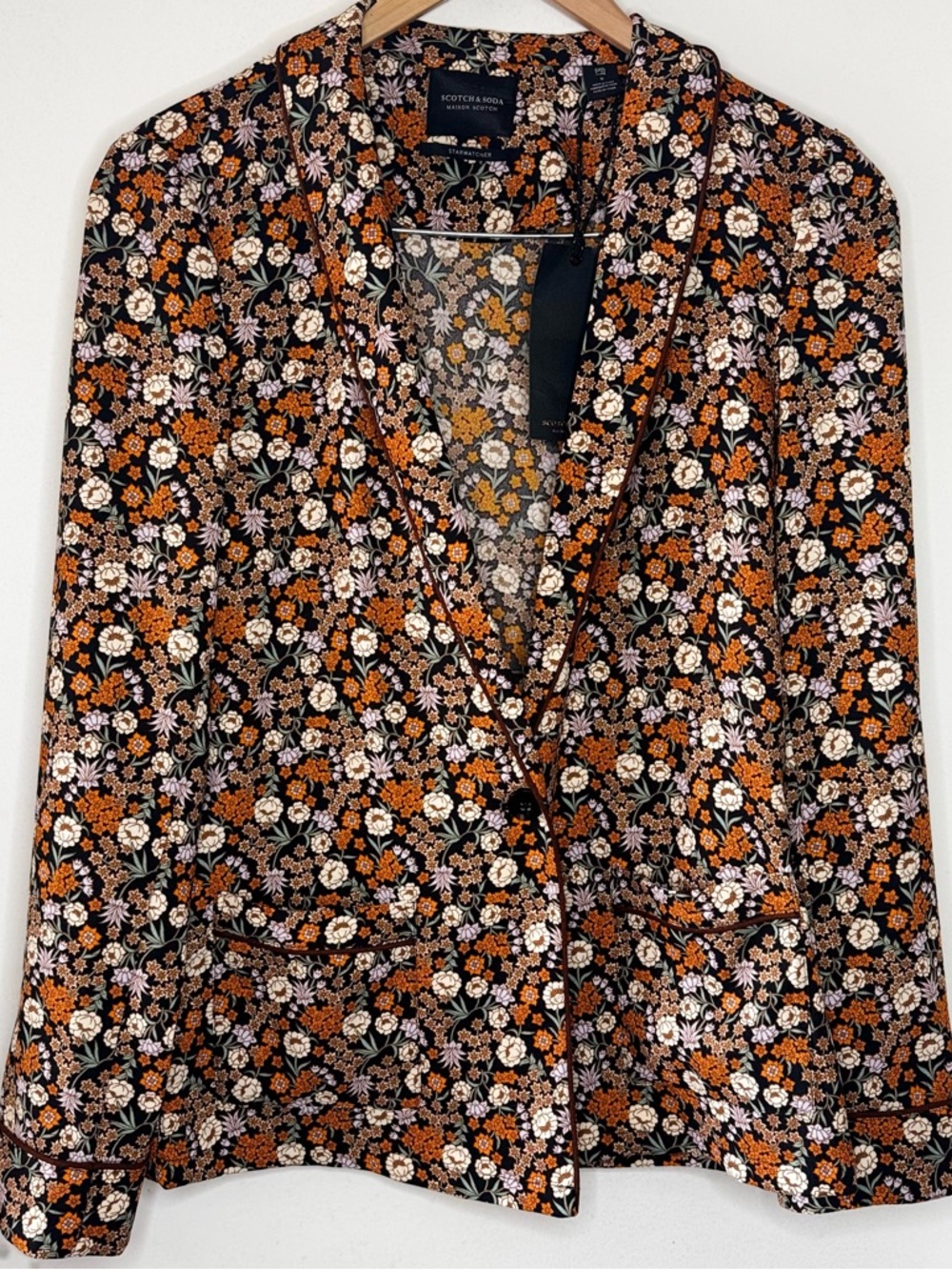Maison Scotch & Soda Star Watcher Floral  Printed Pyjama Blazer Womens Small NEW